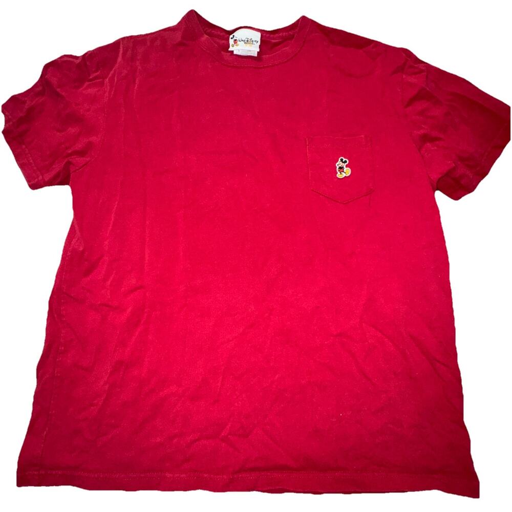 Vintage Disney World Mickey Pocket Red T-Shirt Rare Men Med (AJ21)